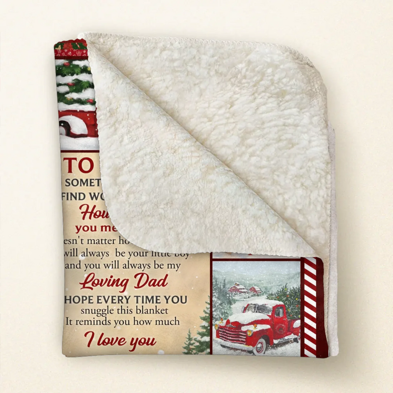 Personalized Christmas Fleece Throw Blanket / Quilt - Gift Idea from Son/ Daughter to Dad - I'm So Proud Of You