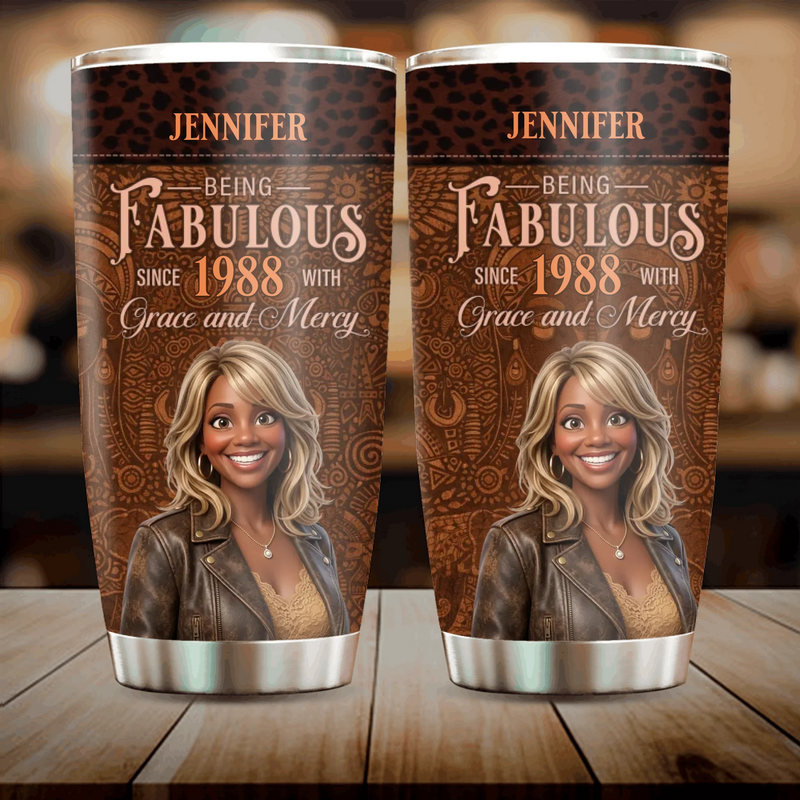 Personalized Mom Tumbler - Mother's Day Gift Idea For Mom/ Grandma - Being Fabulous Since 1988 with Grace and Mercy
