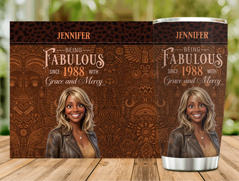 Personalized Mom Tumbler - Mother's Day Gift Idea For Mom/ Grandma - Being Fabulous Since 1988 with Grace and Mercy