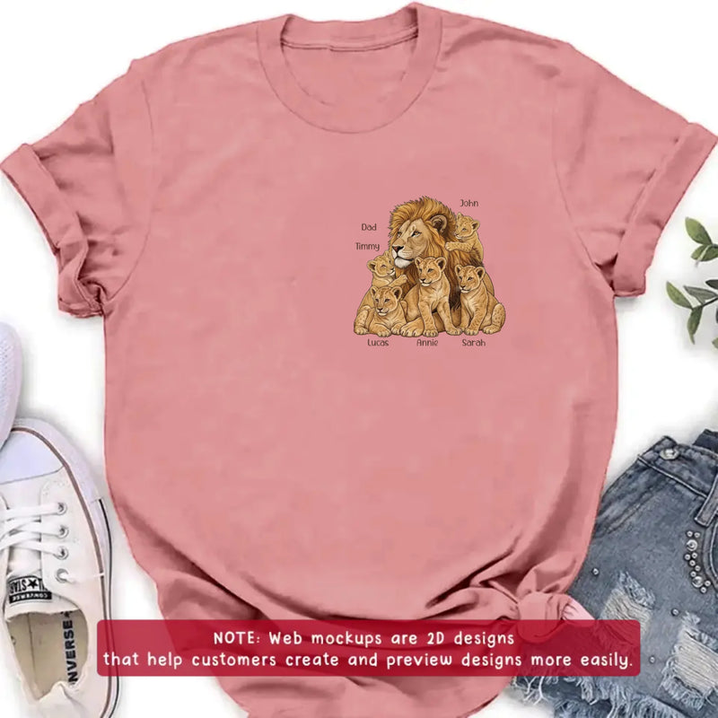 Personalized Dad Lion Embroidered Shirt/ Hoodie - Custom Names - Meaningful Father's Day Gift for Dad with up to 5 Kids