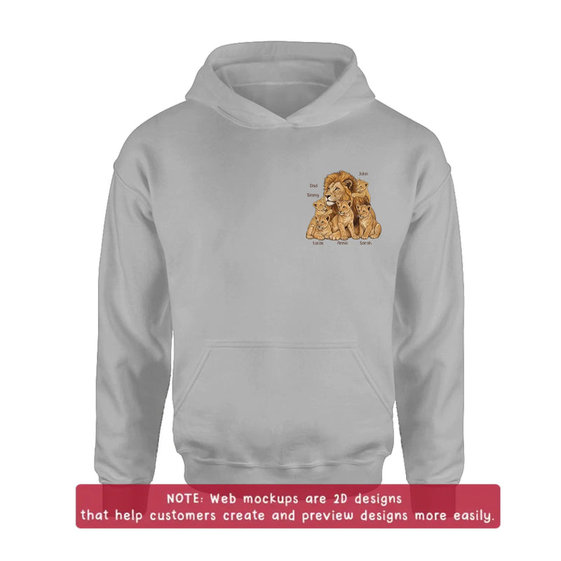 Personalized Dad Lion Embroidered Shirt/ Hoodie - Custom Names - Meaningful Father's Day Gift for Dad with up to 5 Kids