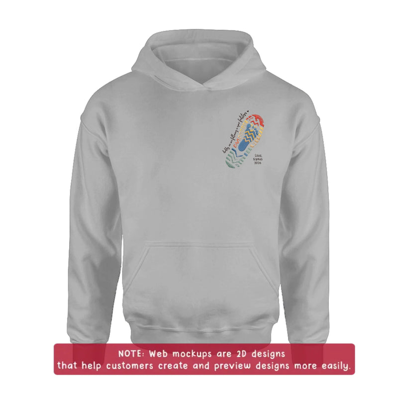 Personalized Dad Embroidered Shirt/ Hoodie - Father's Day Gift with up to 5 Kids - Daddy, We Are Following In Your Footsteps