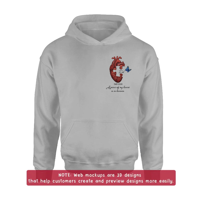Personalized Memorial Heart Puzzle Embroidered Shirt/ Hoodie – Remembrance Gift Idea – A Piece Of My Heart Is In Heaven