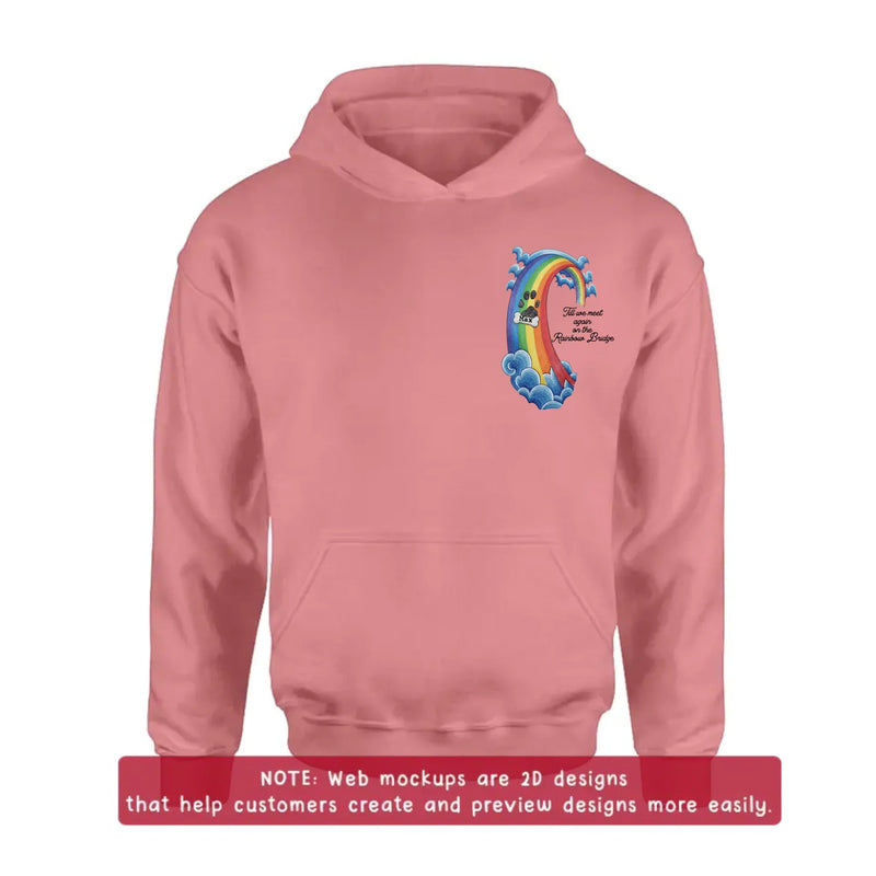 Personalized Rainbow Bridge Pet Memorial Embroidered Shirt/ Hoodie - Pet Loss Remembrance Gift with Up to 5 Pet Names - Till We Meet Again
