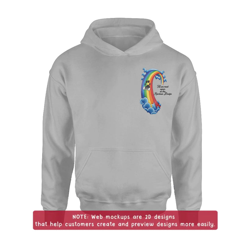 Personalized Rainbow Bridge Pet Memorial Embroidered Shirt/ Hoodie - Pet Loss Remembrance Gift with Up to 5 Pet Names - Till We Meet Again