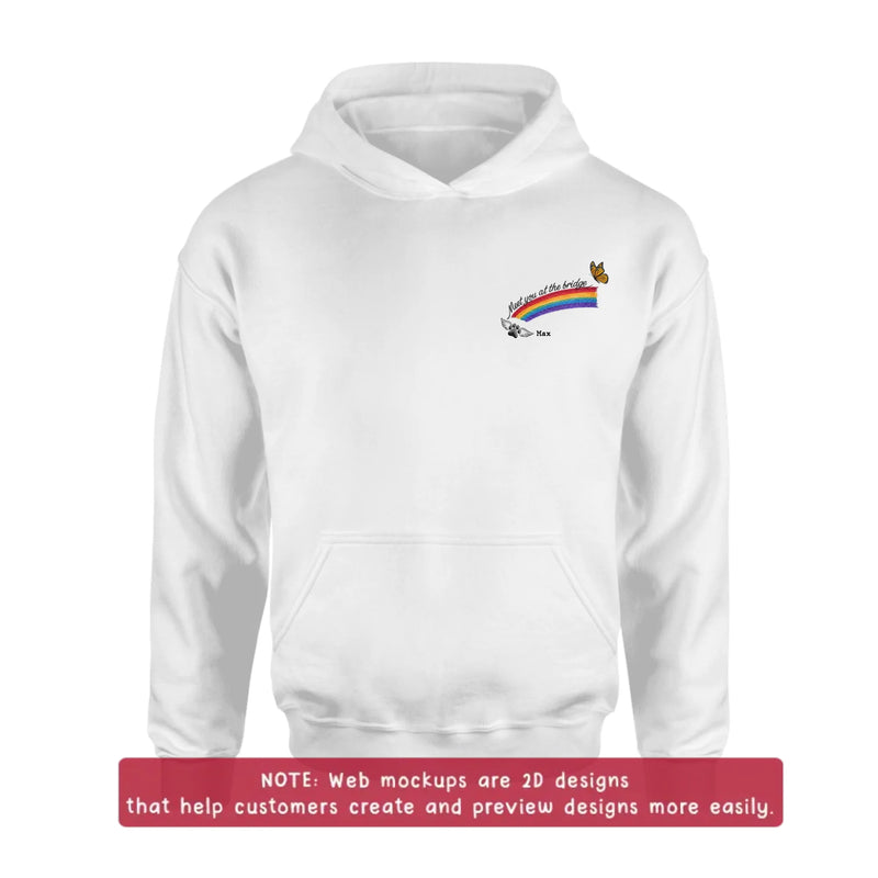 Personalized Rainbow Bridge Pet Memorial Embroidered Shirt/ Hoodie - Pet Loss Remembrance Gift with Up to 5 Pet Names - Meet You At The Bridge