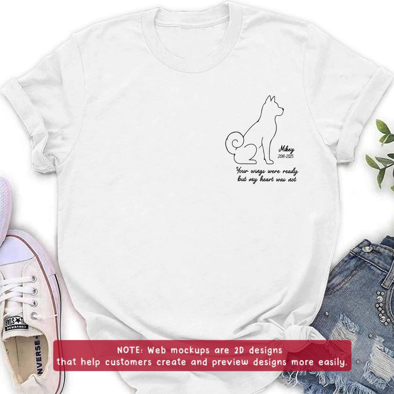 Personalized Dog Pass Away Embroidered Shirt/ Hoodie - Pet Loss Remembrance Gift - Your Wings Were Ready But My Heart Was Not