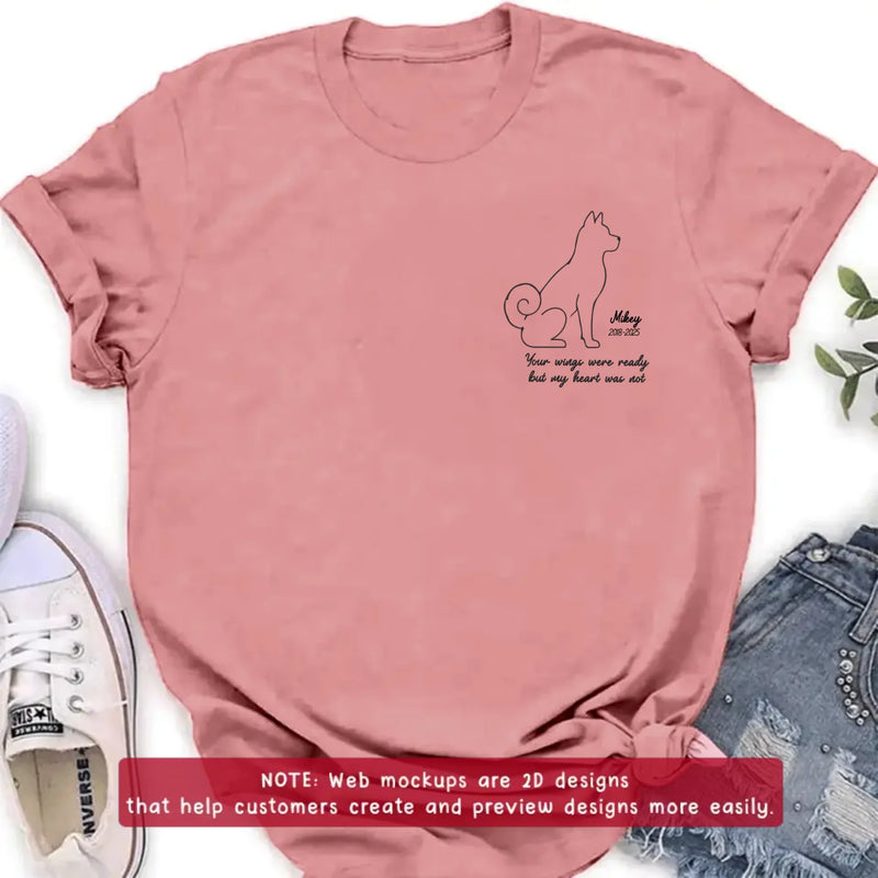 Personalized Dog Pass Away Embroidered Shirt/ Hoodie - Pet Loss Remembrance Gift - Your Wings Were Ready But My Heart Was Not