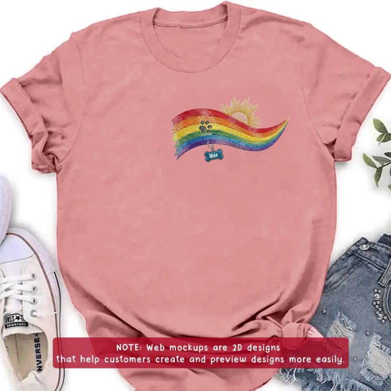 Personalized Pet Memorial Embroidered Shirt/ Hoodie - Custom Rainbow Bridge Dog Memorial - Pet Loss Gift for Dog Mom Dog Dad, Up to 5 Pets