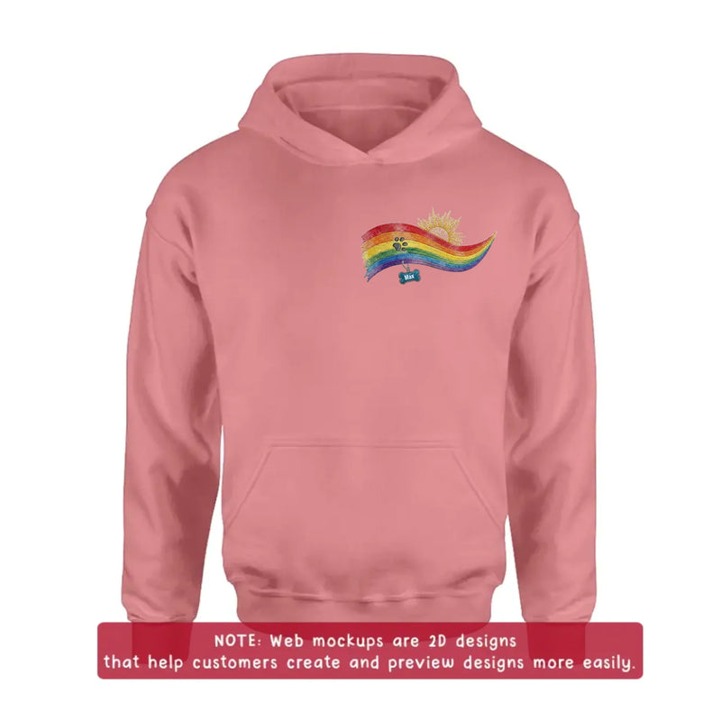 Personalized Pet Memorial Embroidered Shirt/ Hoodie - Custom Rainbow Bridge Dog Memorial - Pet Loss Gift for Dog Mom Dog Dad, Up to 5 Pets