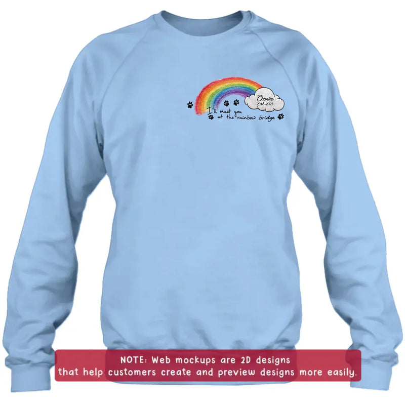 Personalized Rainbow Bridge Pet Memorial Embroidered Shirt/ Hoodie - Pet Loss Remembrance Gift with Name and Years