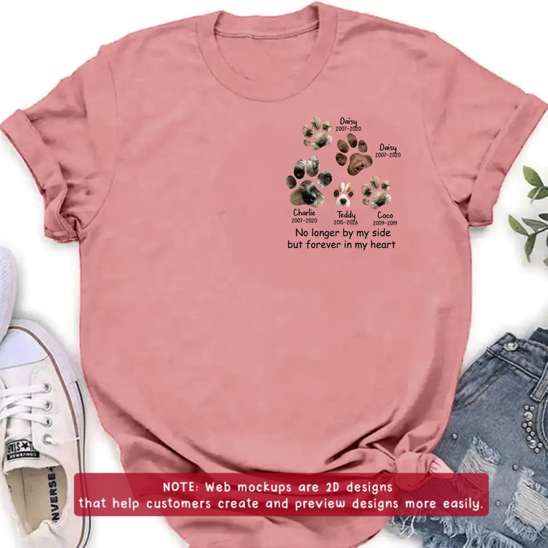 Personalized Memorial Dog Paw Embroidered Shirt/ Hoodie – Custom Pet Names & Dates - Upload Up to 5 Photos – No Longer By My Side But Forever In My Heart