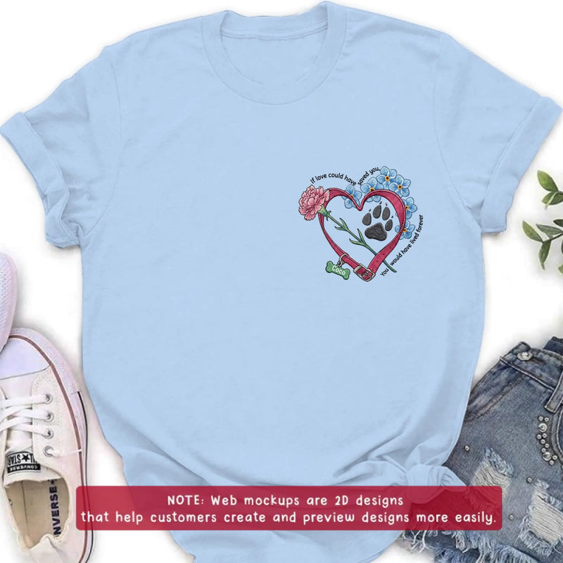 Personalized Pet Memorial Embroidered Shirt - Custom Paw Print Heart T-Shirt/ Sweatshirt/ Hoodie - Dog Memorial Gift with Name, Pet Loss Remembrance , Rainbow Bridge Keepsake