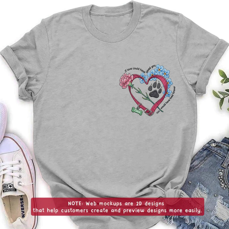 Personalized Pet Memorial Embroidered Shirt - Custom Paw Print Heart T-Shirt/ Sweatshirt/ Hoodie - Dog Memorial Gift with Name, Pet Loss Remembrance , Rainbow Bridge Keepsake