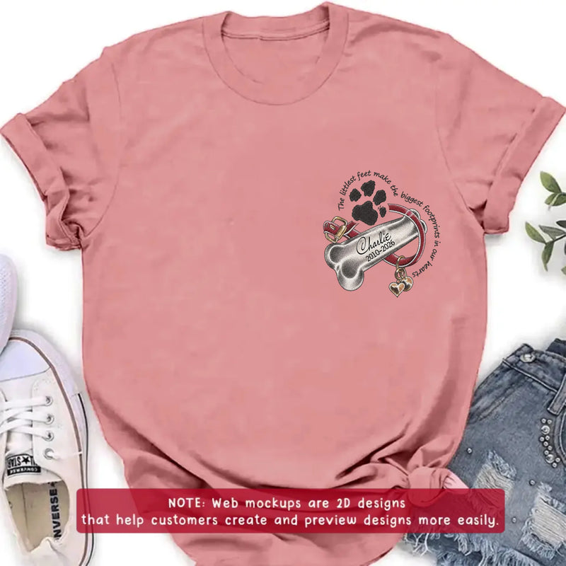 Personalized Pet Memorial Embroidered Shirt - Custom Dog Bone Paw Print T-Shirt/ Sweatshirt/ Hoodie - Pet Loss Remembrance Gift
