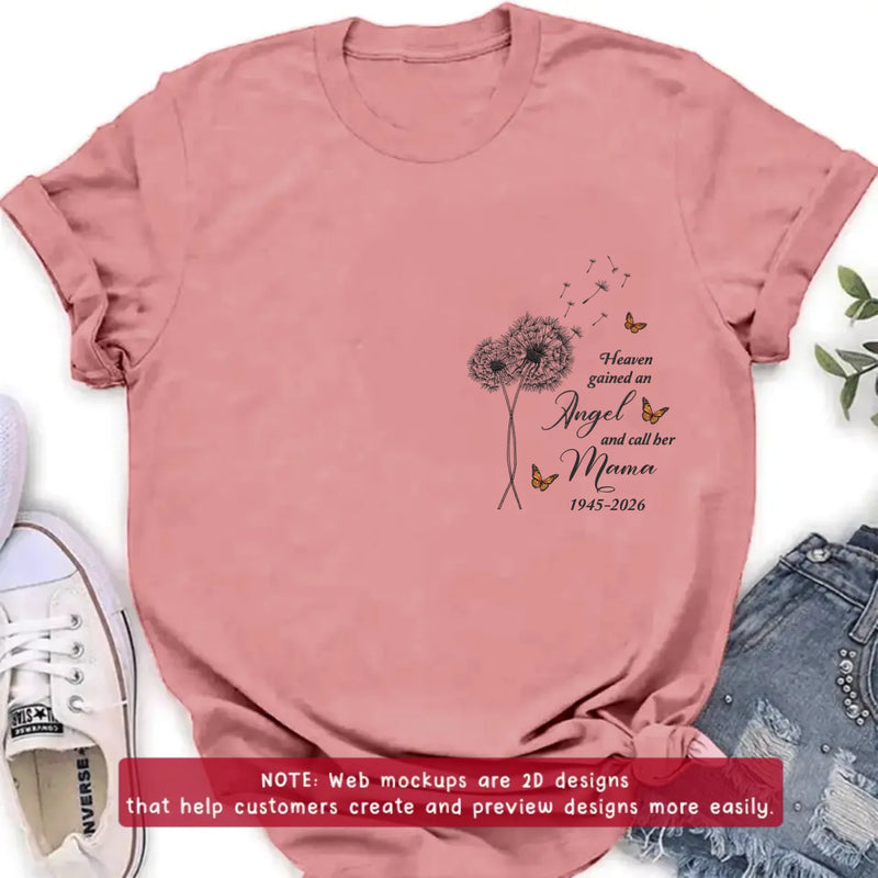 Personalized Memorial Embroidered Shirt/ Hoodie - Heaven Gained An Angel - Sympathy Gift for Loss of Mother