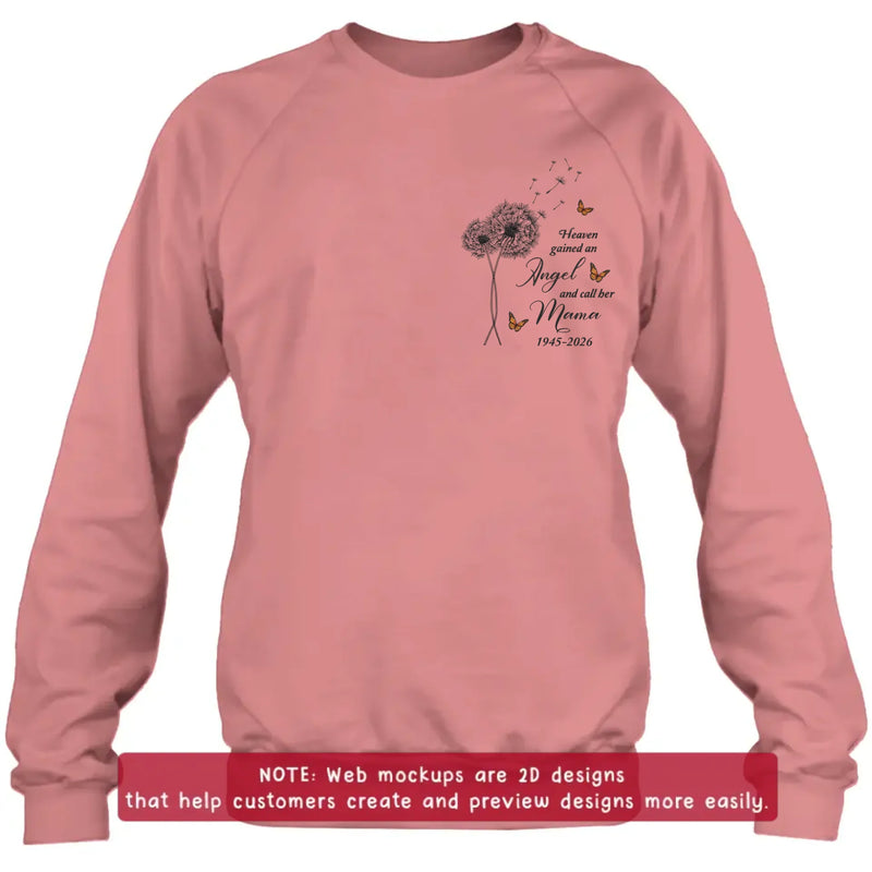 Personalized Memorial Embroidered Shirt/ Hoodie - Heaven Gained An Angel - Sympathy Gift for Loss of Mother