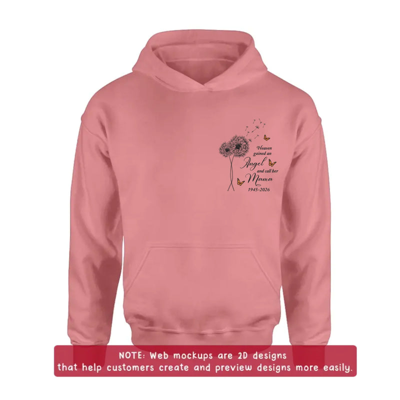 Personalized Memorial Embroidered Shirt/ Hoodie - Heaven Gained An Angel - Sympathy Gift for Loss of Mother