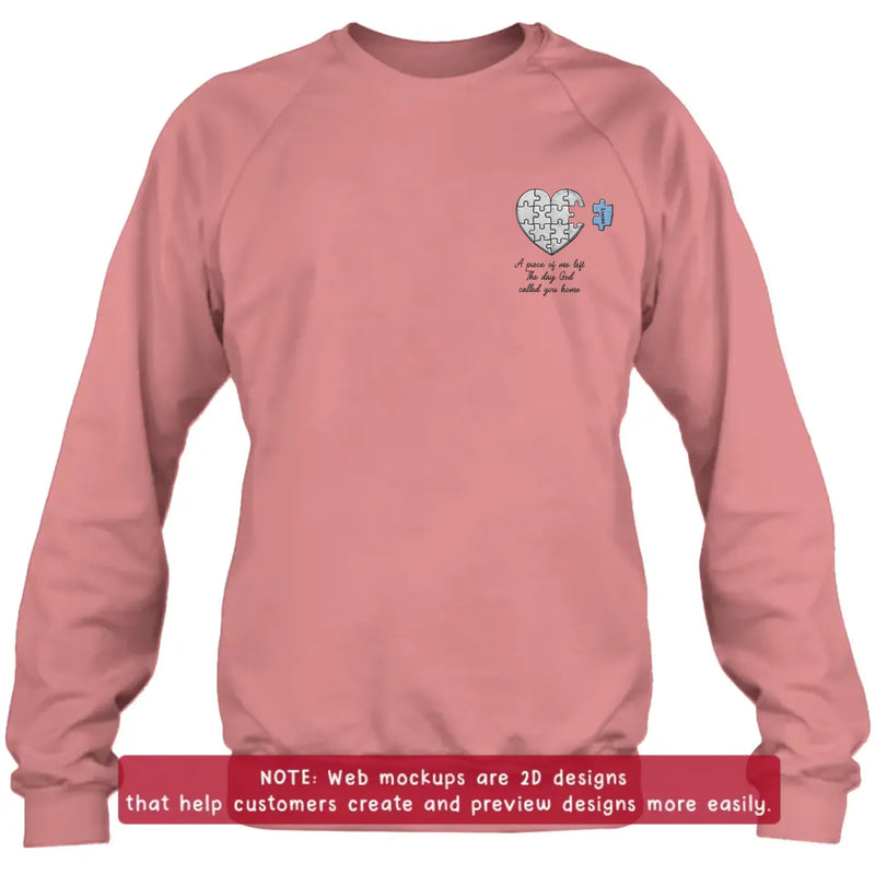 Personalized Memorial Embroidered Shirt/ Hoodie -  Sympathy Gift for Loss of Mom/ Dad - A Piece Of Me Left The Day God Called You Home