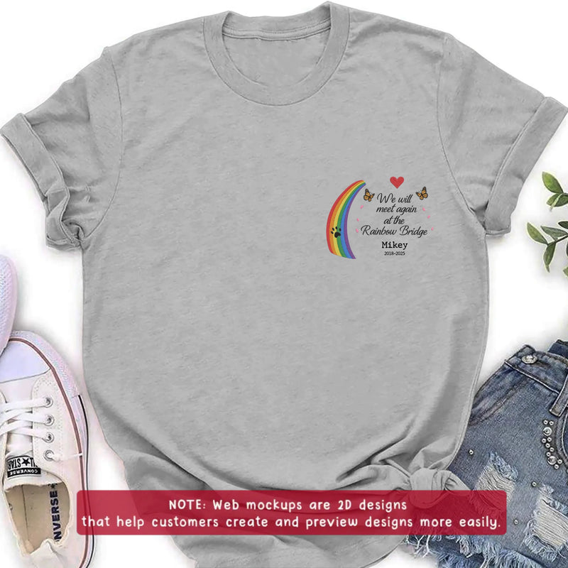 Personalized Rainbow Bridge Dog Memorial Embroidered Shirt/ Hoodie - Pet Loss Remembrance Gift - Up to 5 Pets - We Will Meet Again