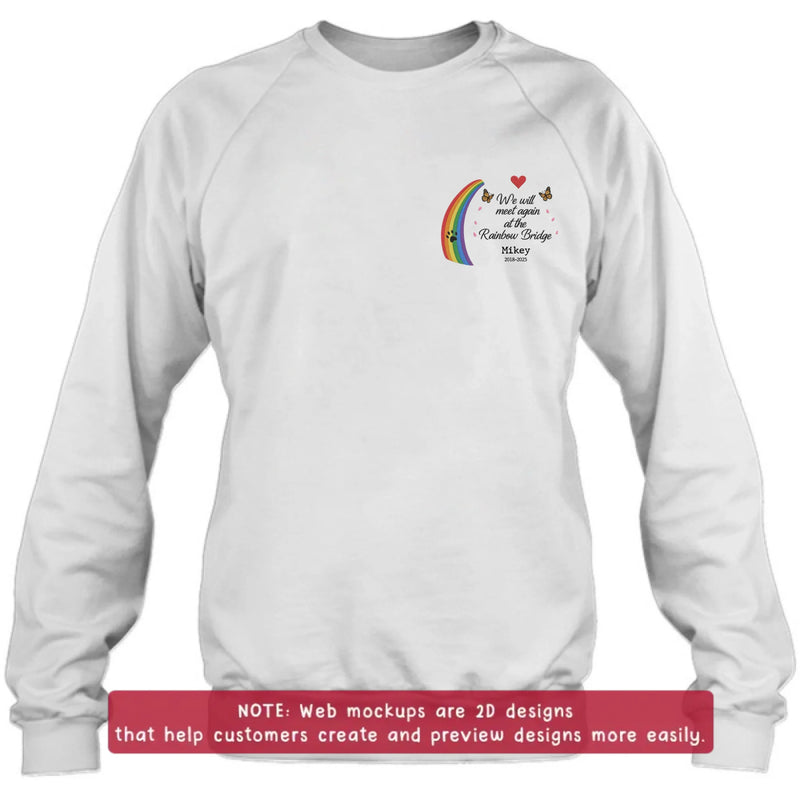 Personalized Rainbow Bridge Dog Memorial Embroidered Shirt/ Hoodie - Pet Loss Remembrance Gift - Up to 5 Pets - We Will Meet Again