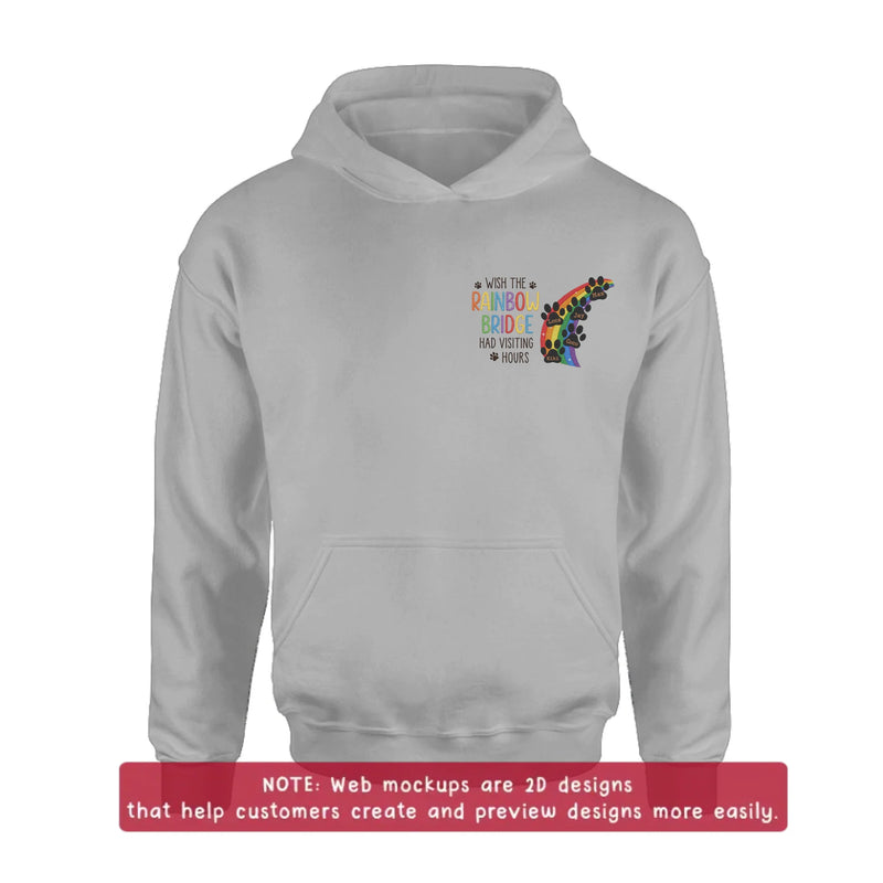 Personalized Rainbow Bridge Pet Memorial Embroidered Shirt/ Hoodie - Custom Dog Memorial - A Piece of My Heart Is at the Rainbow Bridge - Up to 5 Pet Names