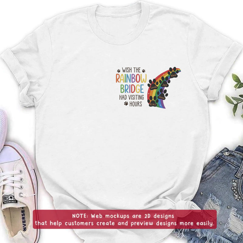 Personalized Rainbow Bridge Pet Memorial Embroidered Shirt/ Hoodie - Custom Dog Memorial - A Piece of My Heart Is at the Rainbow Bridge - Up to 5 Pet Names