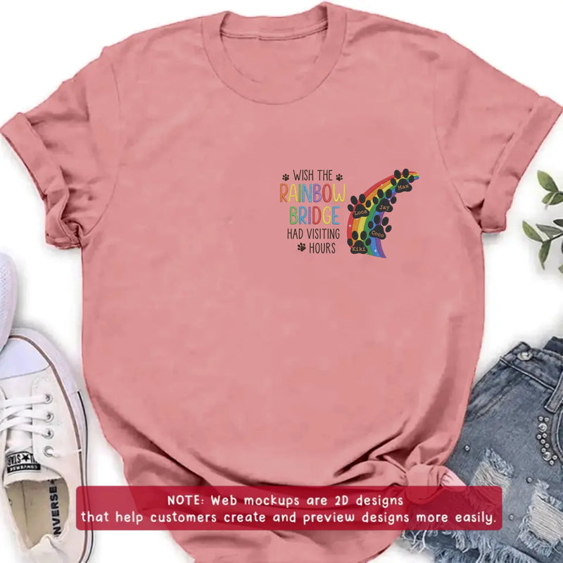 Personalized Rainbow Bridge Pet Memorial Embroidered Shirt/ Hoodie - Custom Dog Memorial - A Piece of My Heart Is at the Rainbow Bridge - Up to 5 Pet Names