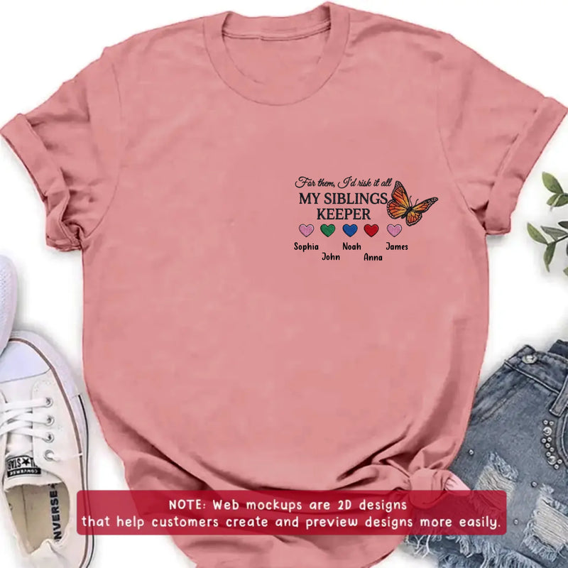 Personalized Siblings Embroidered T-Shirt/ Hoodie/ Sweater - Up to 5 Members - My Sister's Keeper