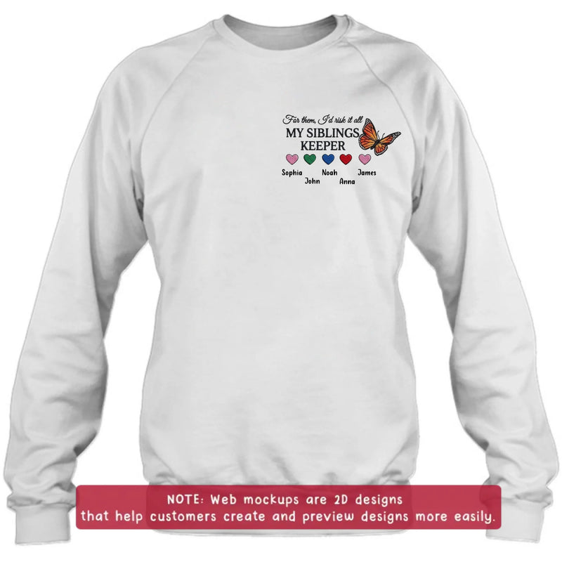Personalized Siblings Embroidered T-Shirt/ Hoodie/ Sweater - Up to 5 Members - My Sister's Keeper