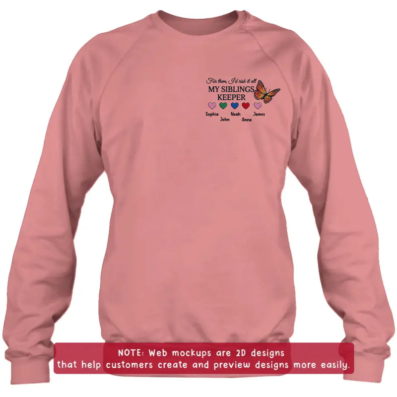 Personalized Siblings Embroidered T-Shirt/ Hoodie/ Sweater - Up to 5 Members - My Sister's Keeper