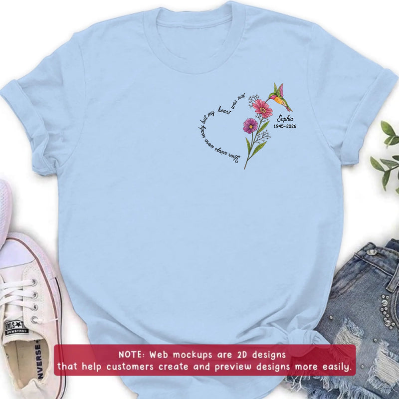 Personalized Hummingbird Memorial Embroidered Shirt/ Hoodie - In Loving Memory Floral Embroidery Sweatshirt Hoodie - Your Wings Were Ready Memorial Gift