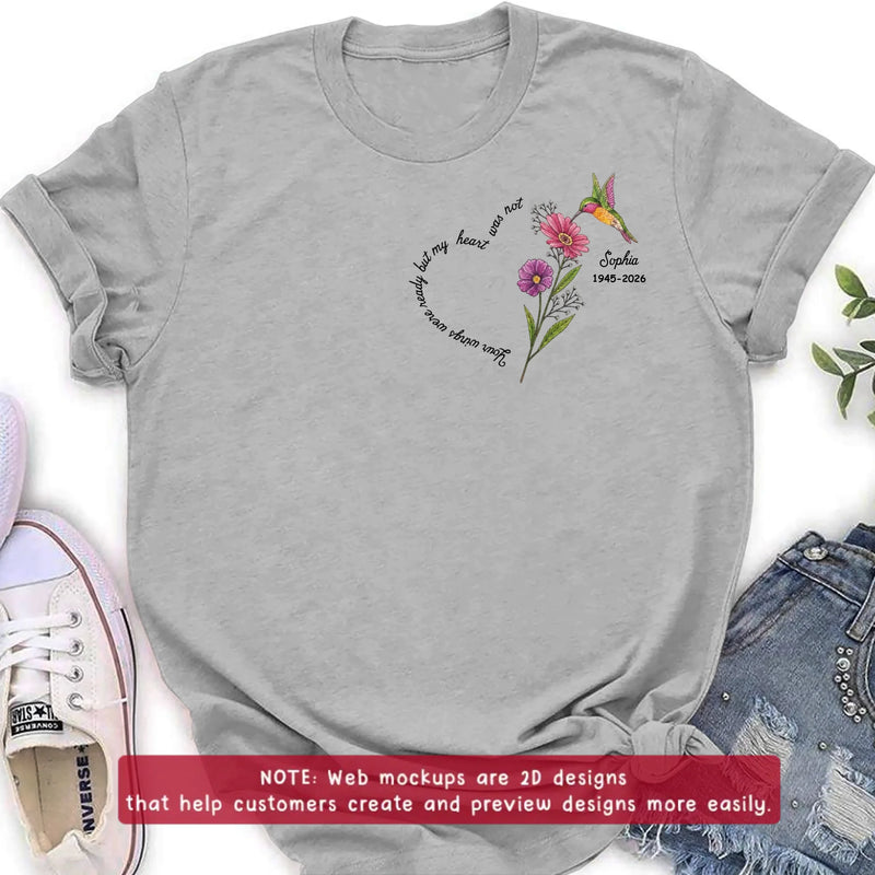 Personalized Hummingbird Memorial Embroidered Shirt/ Hoodie - In Loving Memory Floral Embroidery Sweatshirt Hoodie - Your Wings Were Ready Memorial Gift
