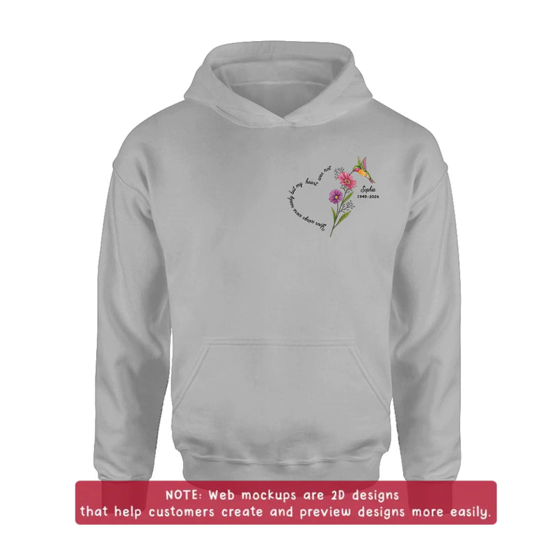 Personalized Hummingbird Memorial Embroidered Shirt/ Hoodie - In Loving Memory Floral Embroidery Sweatshirt Hoodie - Your Wings Were Ready Memorial Gift