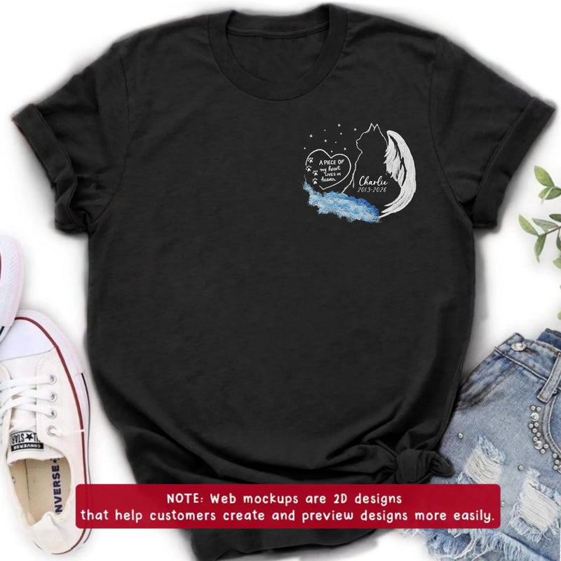 Custom Personalized Pet Memorial Embroidered Shirt/ Hoodie - Memorial Gift For Dog/ Cat/ Horse Lover with Name & Dates - A Piece Of My Heart Lives In Heaven