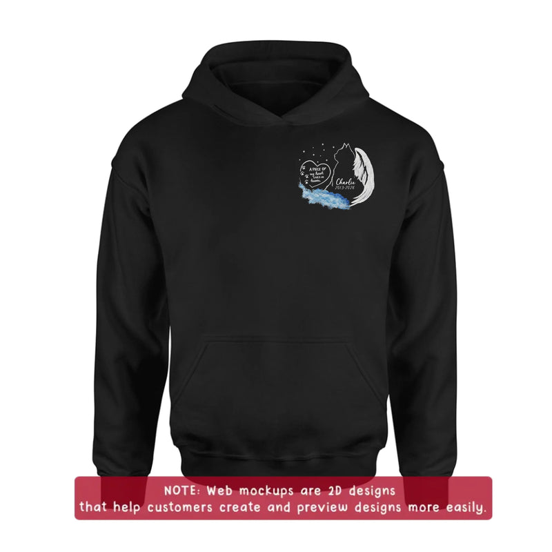 Custom Personalized Pet Memorial Embroidered Shirt/ Hoodie - Memorial Gift For Dog/ Cat/ Horse Lover with Name & Dates - A Piece Of My Heart Lives In Heaven