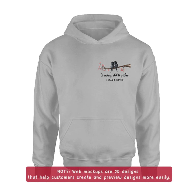 Personalized Old Bird Couple Embroidered Shirt/ Hoodie - Gift Idea For Couple/ Parents - Growing Old Together