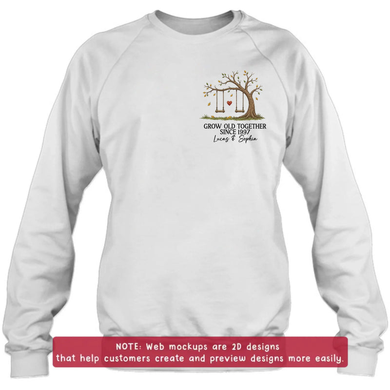 Personalized Old Tree With Swings Embroidered Shirt/ Hoodie - Wedding Anniversary Gift Idea For Couple/ Parents - Grow Old Together
