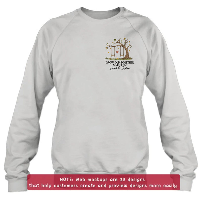 Personalized Old Tree With Swings Embroidered Shirt/ Hoodie - Wedding Anniversary Gift Idea For Couple/ Parents - Grow Old Together
