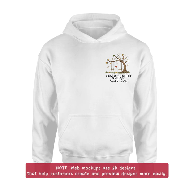 Personalized Old Tree With Swings Embroidered Shirt/ Hoodie - Wedding Anniversary Gift Idea For Couple/ Parents - Grow Old Together