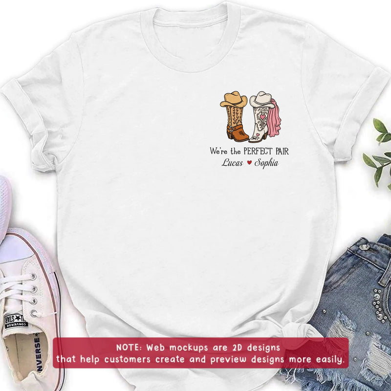 Personalized Cowboy Boots Embroidered Shirt/ Hoodie - Wedding Anniversary Gift Idea For  Husband Wife - We're The Perfect Pair