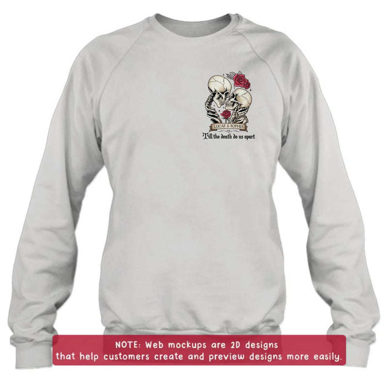 Personalized Skull Couple Embroidered Shirt/ Hoodie - Wedding Anniversary Gift Idea For  Husband Wife - Till The Death Do Us Apart