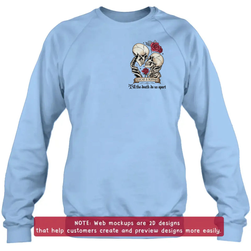 Personalized Skull Couple Embroidered Shirt/ Hoodie - Wedding Anniversary Gift Idea For  Husband Wife - Till The Death Do Us Apart