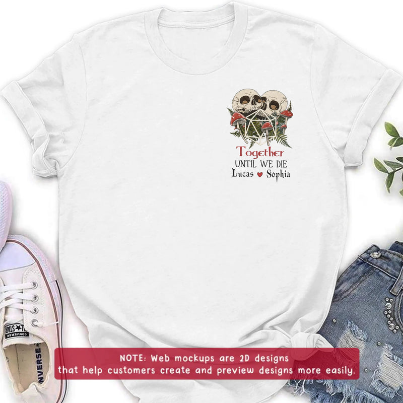 Personalized Skull Couple Embroidered Shirt/ Hoodie - Wedding Anniversary Gift Idea For  Husband Wife - Together Until We Die
