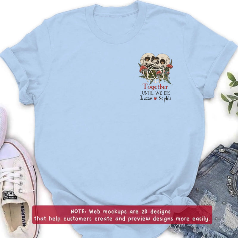 Personalized Skull Couple Embroidered Shirt/ Hoodie - Wedding Anniversary Gift Idea For  Husband Wife - Together Until We Die
