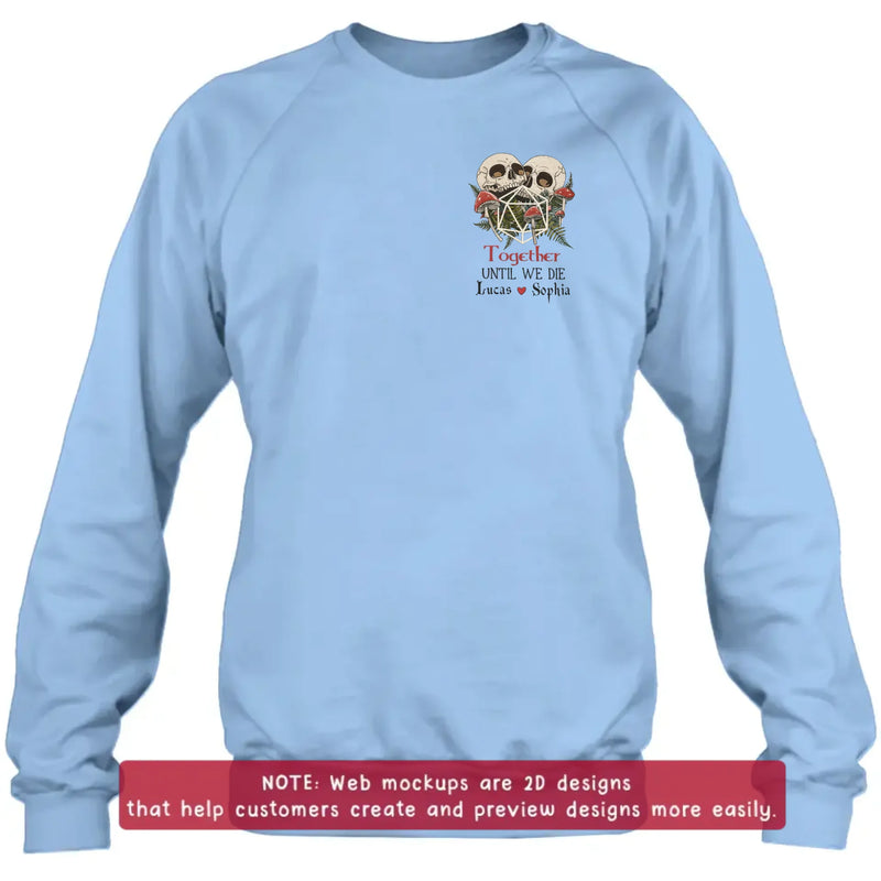 Personalized Skull Couple Embroidered Shirt/ Hoodie - Wedding Anniversary Gift Idea For  Husband Wife - Together Until We Die