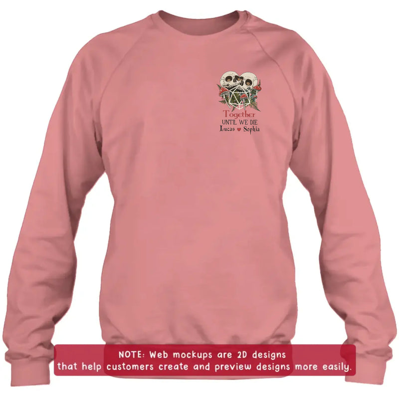 Personalized Skull Couple Embroidered Shirt/ Hoodie - Wedding Anniversary Gift Idea For  Husband Wife - Together Until We Die