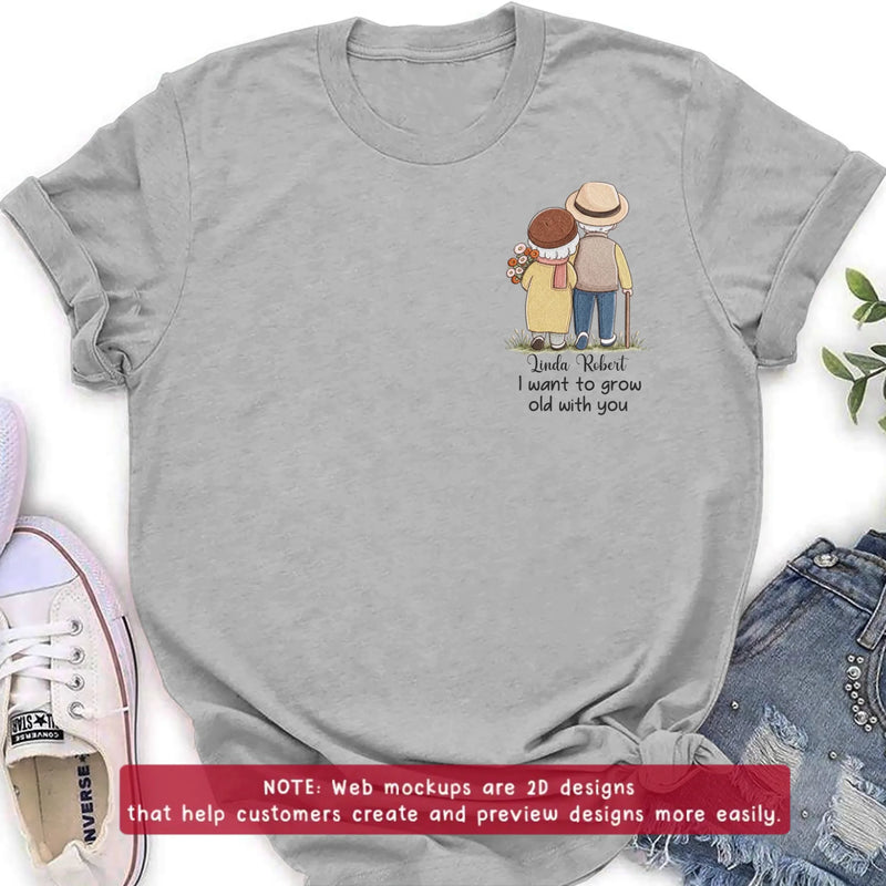 Personalized Elder Couple Embroidered Shirt/ Hoodie - Anniversary Gift Idea For Couple/ Husband And Wife - I Want To Grow Old With You