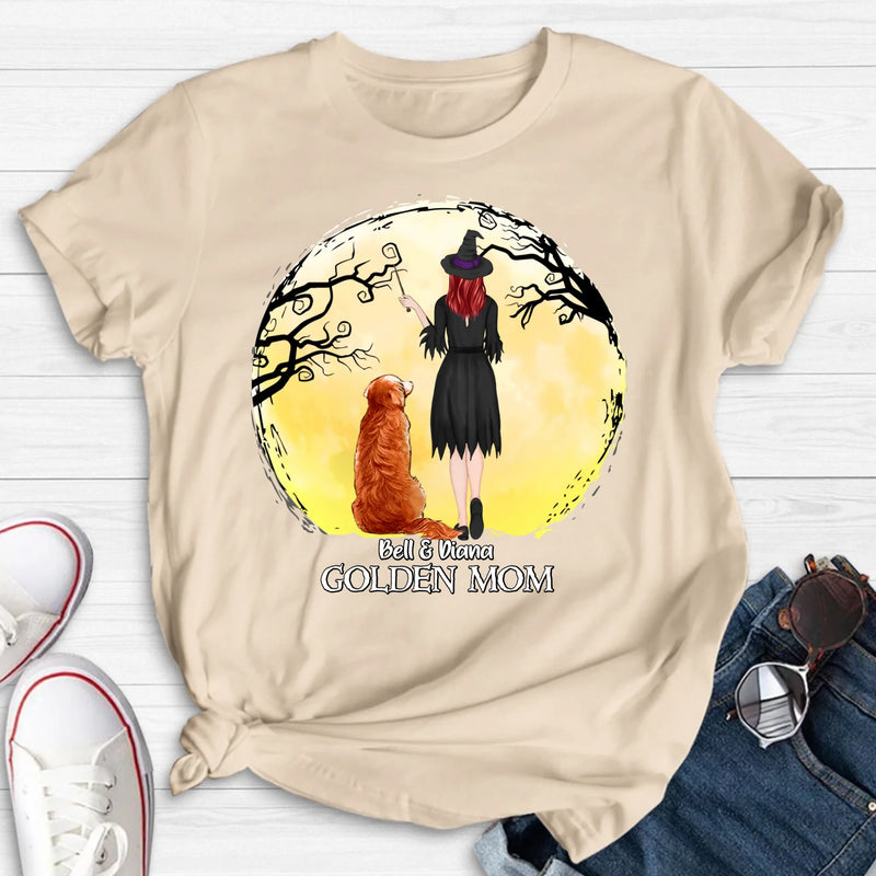 Personalized Witch Dog Mom Shirt/ Hoodie - Halloween Gift For Dog Lover - Golden Mom