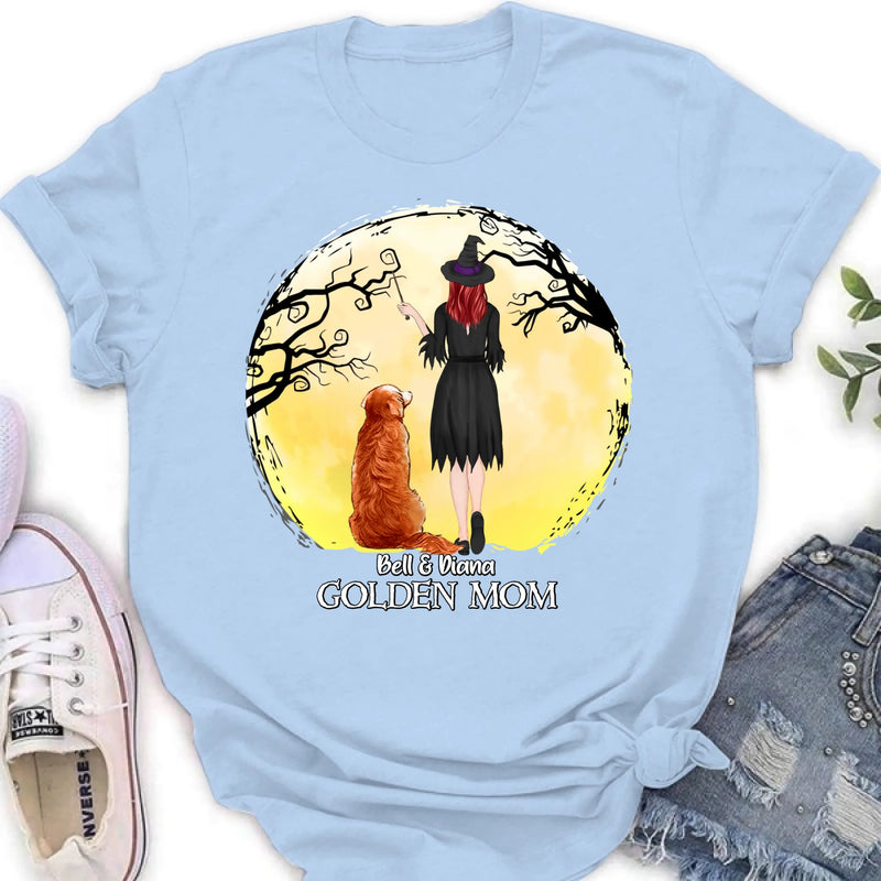 Personalized Witch Dog Mom Shirt/ Hoodie - Halloween Gift For Dog Lover - Golden Mom